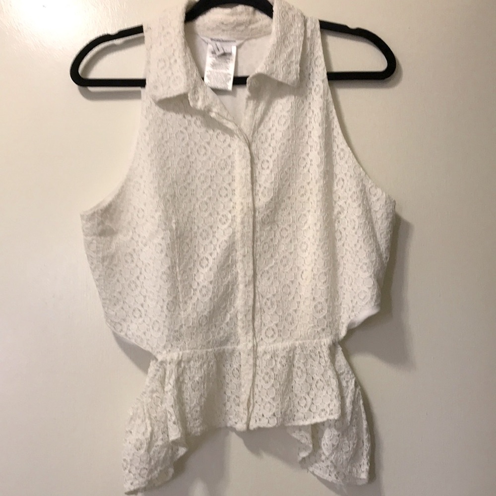 White BCBG Cut Out Lace Top